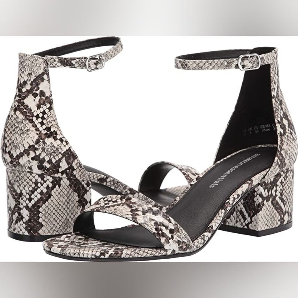 NEW Amazon Essentials Womens Healed Snakeskin Sandle Sz10
